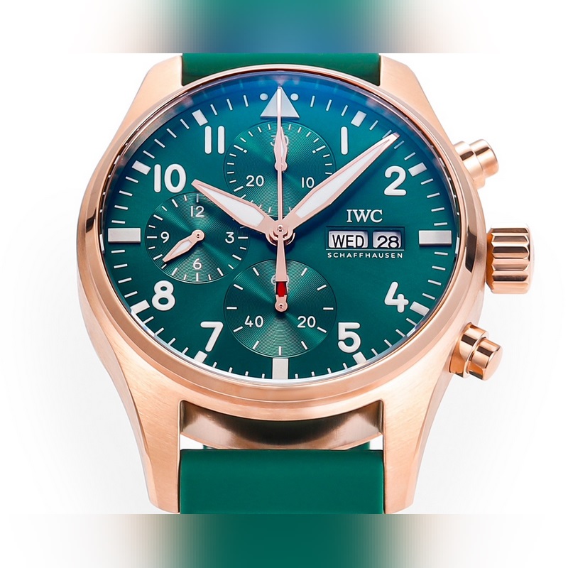 IWC Pilot IW388110 Stunning New Red-Gold Green Dial Replica Watch-4