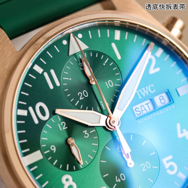 IWC Pilot's Replica Watch IW388110 Stunning Red-Gold Green Dial-4