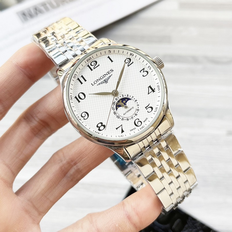 Longines Elegant Collection Men's Replica Watch with Genuine Leather Strap-4