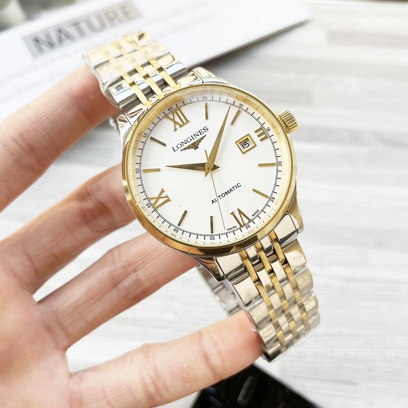 Longines Elegant Series Men's Replica Watch with Genuine Leather Strap-3