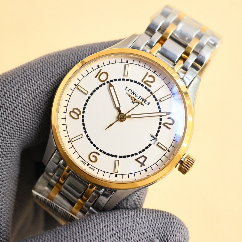 Longines Luxury Men's Replica Watch Elegant New Three-Hand Business Casual Model with Genuine Leather Strap-4