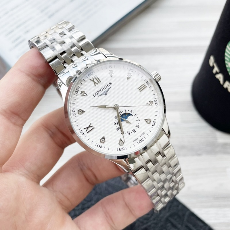 Longines Elegant Collection Men's Replica Watch with Genuine Leather Strap-3