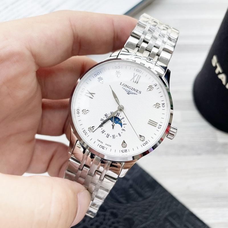 Longines Elegant Collection Men's Replica Watch with Genuine Leather Strap-4