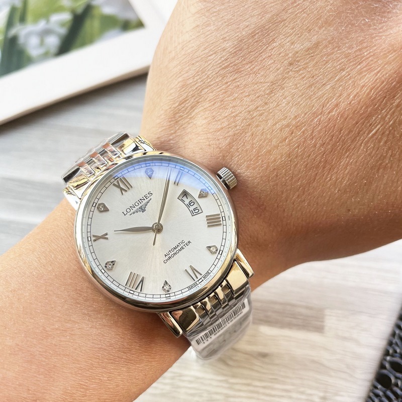 Longines Elegant Three-Hand Men's Replica Watch Luxurious Genuine Leather Strap-1