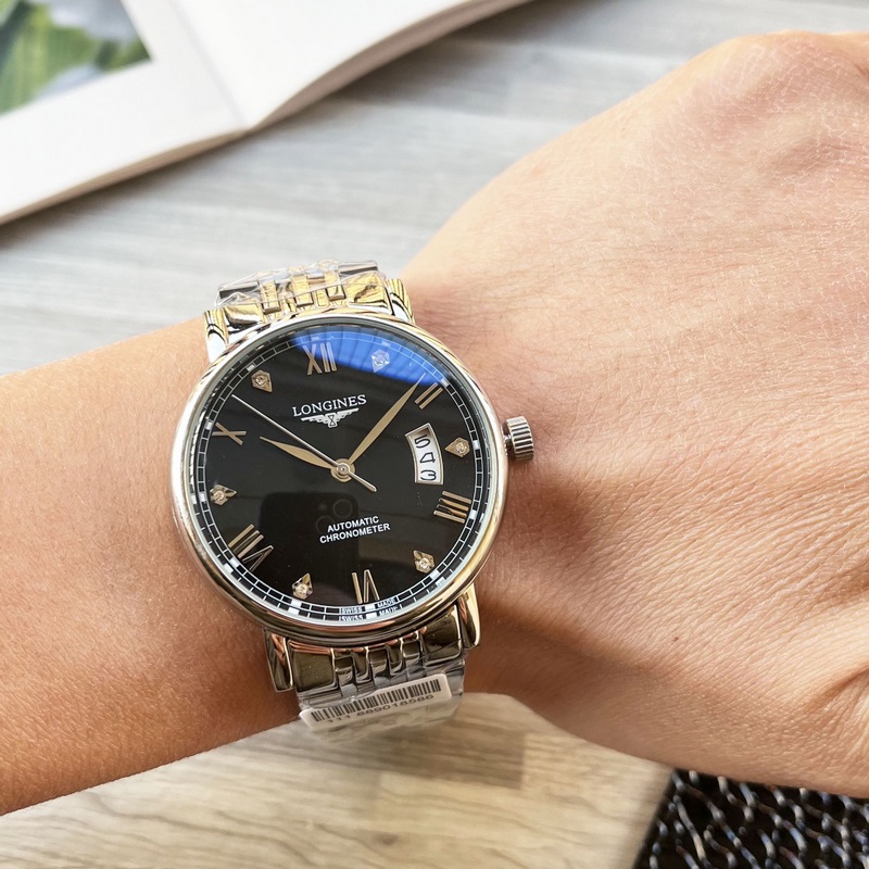 Longines Elegant Three-Hand Men's Replica Watch Luxurious Genuine Leather Strap-2