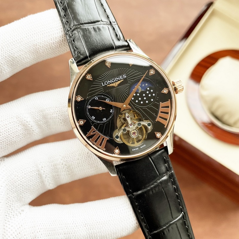 Longines Elegant Men's Replica Watch Tourbillon with Moon Phase Noble and Stylish-2