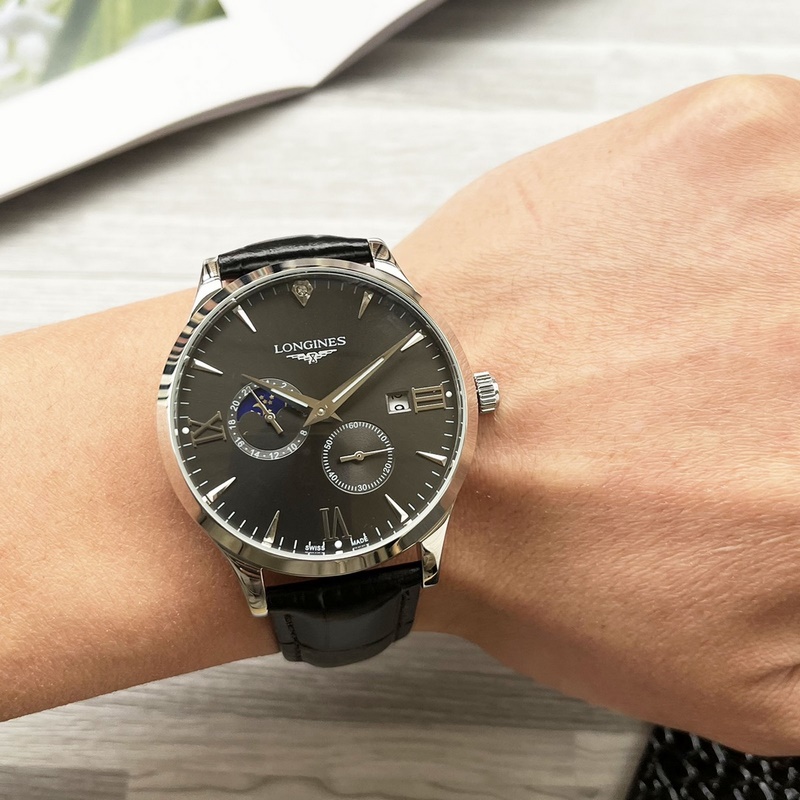 Longines Elegant Collection Two-Hand Men's Replica Watch with Genuine Leather Strap-2