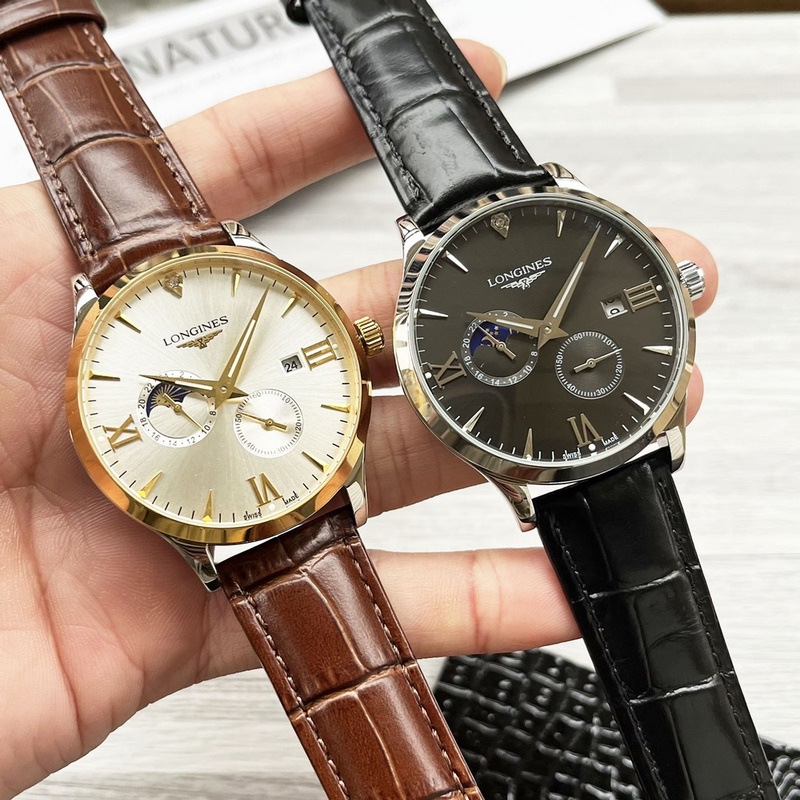 Longines Elegant Collection Two-Hand Men's Replica Watch with Genuine Leather Strap-6