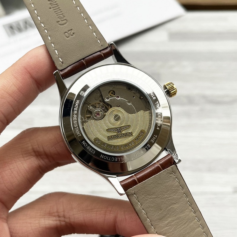 Longines Elegant Collection Two-Hand Men's Replica Watch with Genuine Leather Strap-7