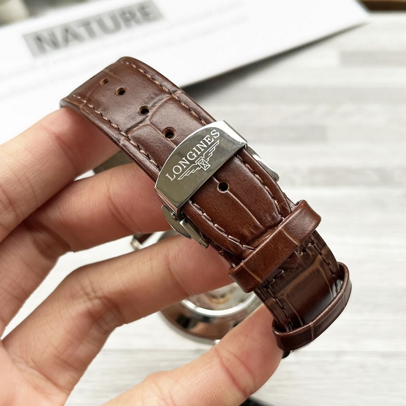 Longines Elegant Collection Two-Hand Men's Replica Watch with Genuine Leather Strap-8