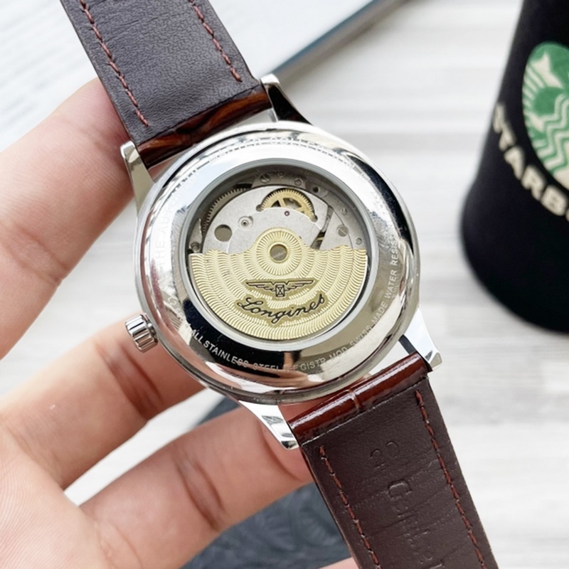 Longines Elegant Series Three-Hand Men's Replica Watch with Genuine Leather Strap-7