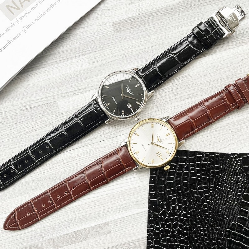 Longines Elegant Men's Replica Watch with Leather Strap Three-Hand Design-3