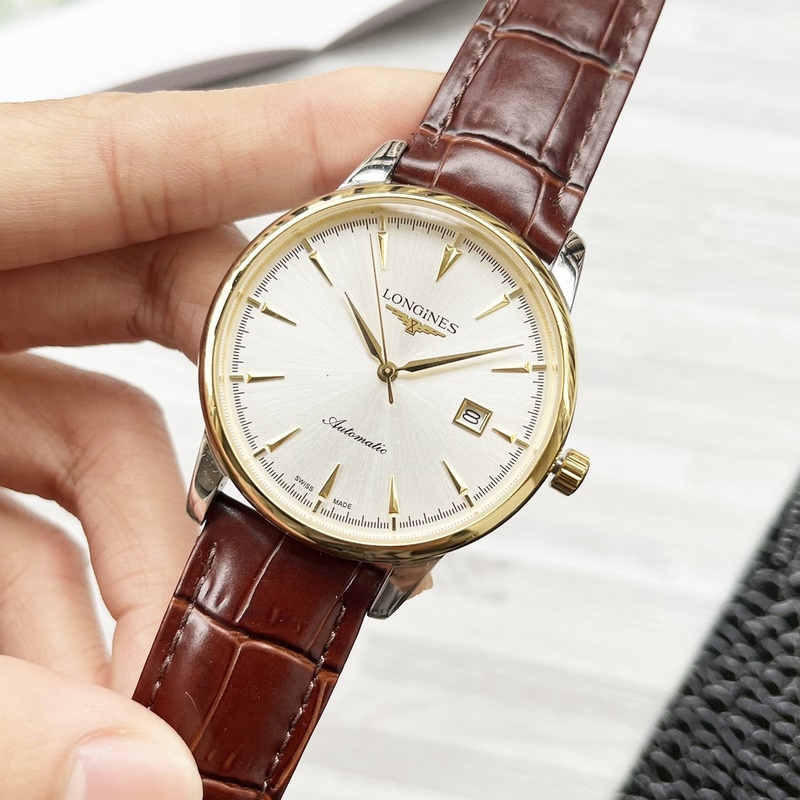 Longines Elegant Men's Replica Watch with Leather Strap Three-Hand Design-5