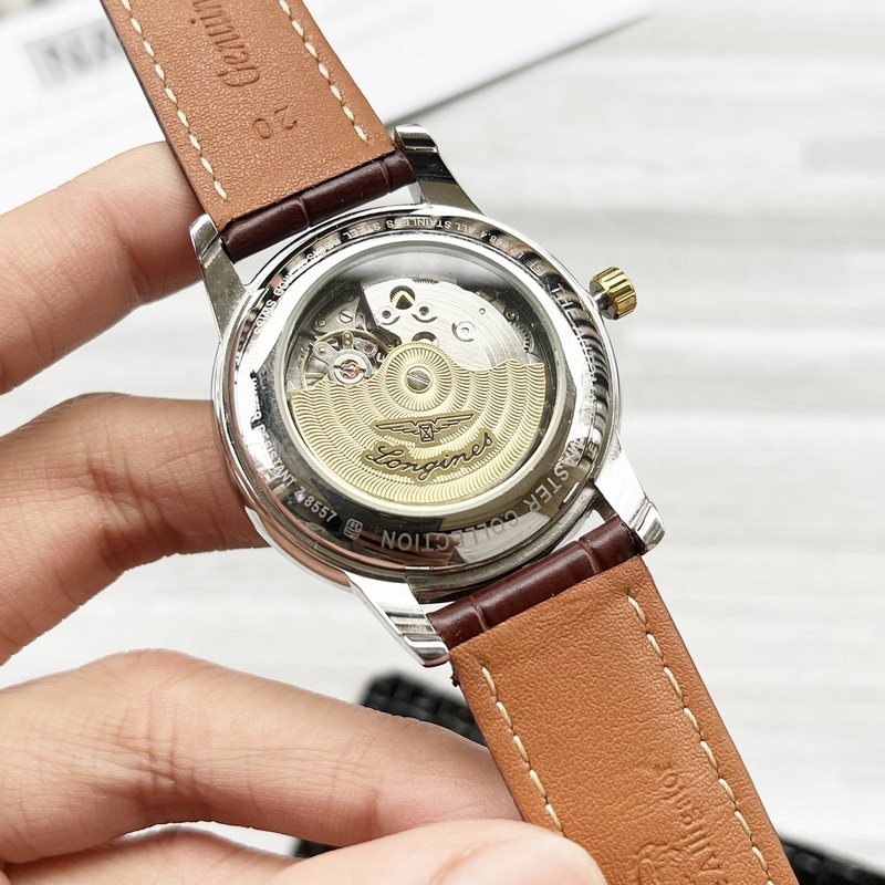 Longines Elegant Men's Replica Watch with Leather Strap Three-Hand Design-7