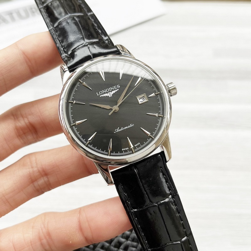 Longines Elegant Men's Replica Watch with Leather Strap Three-Hand Design-8