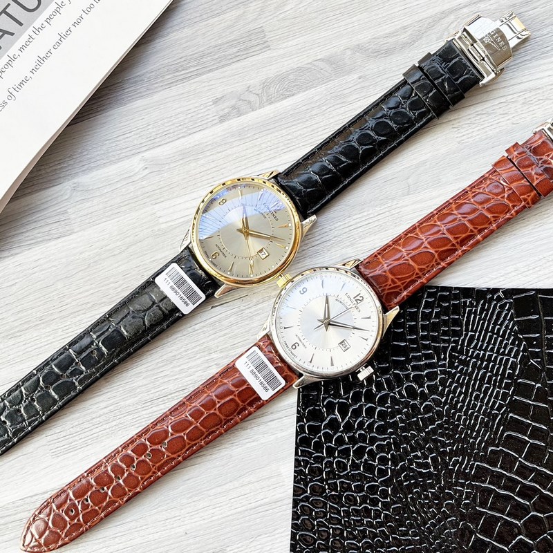 Longines Luxury 3-Hand Men's Replica Watch New Elegant Design with Genuine Leather Strap-4