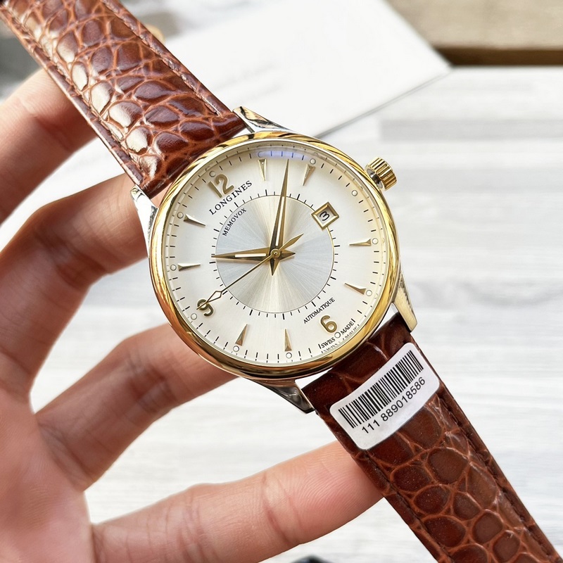 Longines Luxury 3-Hand Men's Replica Watch New Elegant Design with Genuine Leather Strap-6