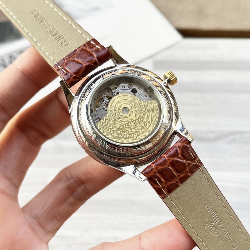 Longines Luxury 3-Hand Men's Replica Watch New Elegant Design with Genuine Leather Strap-8