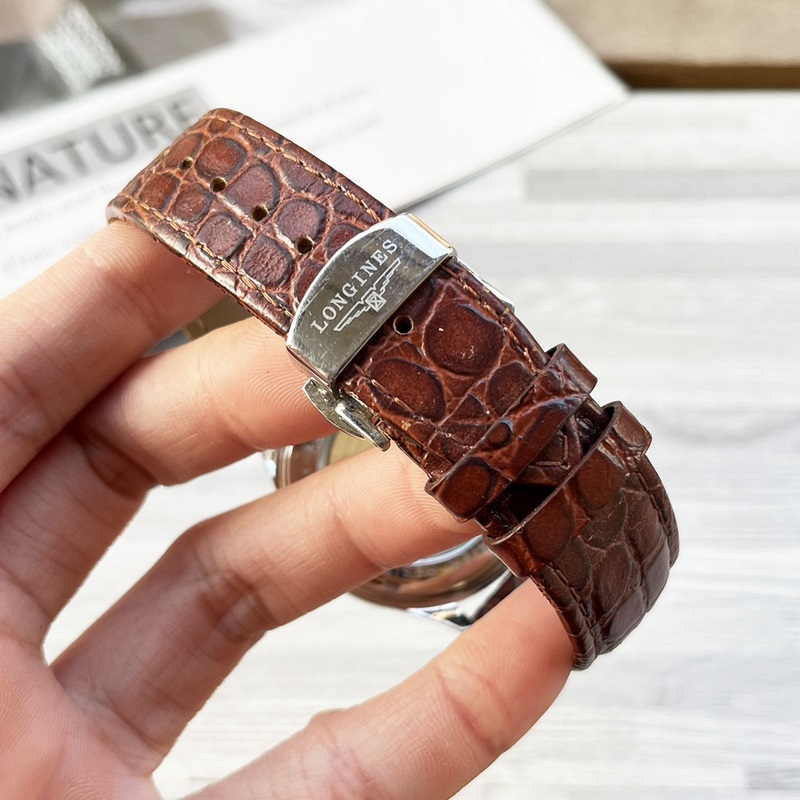 Longines Luxury Three-Hand Men's Replica Watch Genuine Leather Strap Elegant Design-8