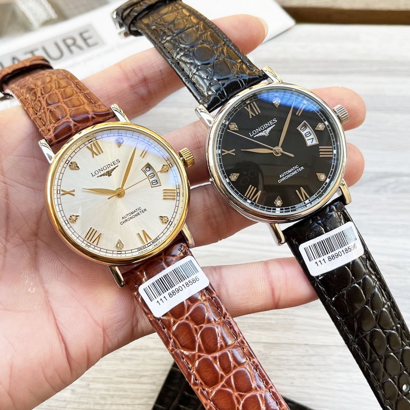 Longines Elegant Three-Hand Men's Replica Watch Luxurious Leather Strap-3