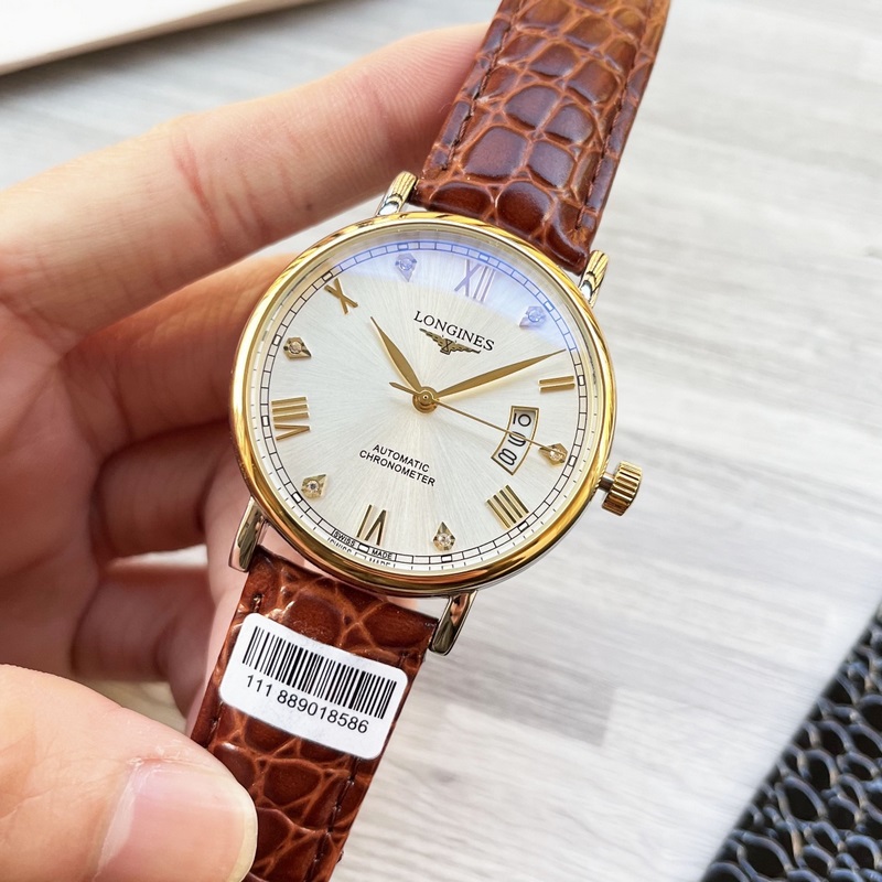 Longines Elegant Three-Hand Men's Replica Watch Luxurious Leather Strap-5