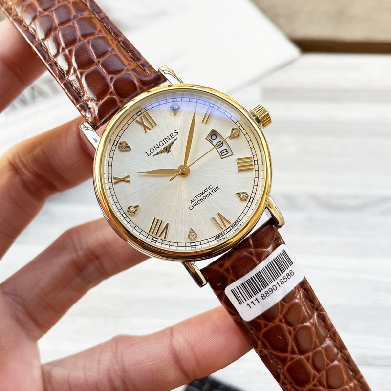 Longines Elegant Three-Hand Men's Replica Watch Luxurious Leather Strap-6