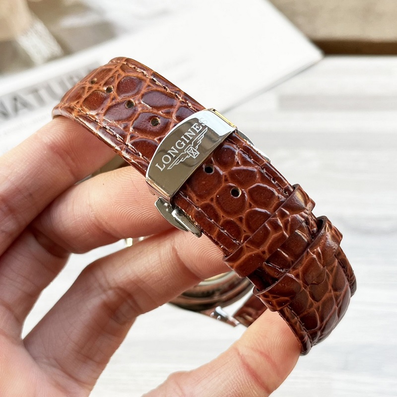 Longines Elegant Three-Hand Men's Replica Watch Luxurious Leather Strap-8