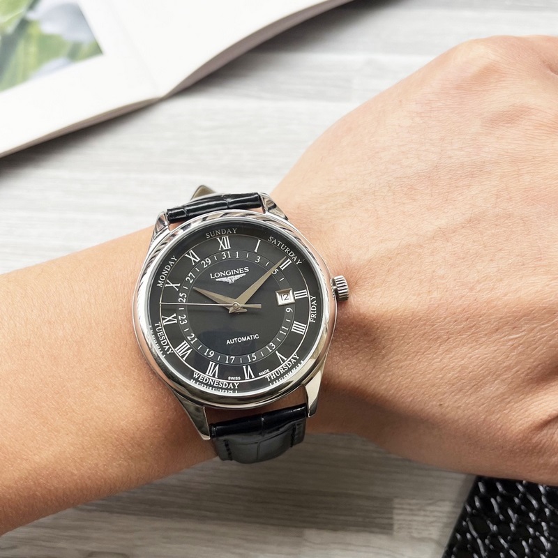 Longines Three-Hand New Business Casual Elegant Men's Replica Watch with Genuine Leather Strap-2