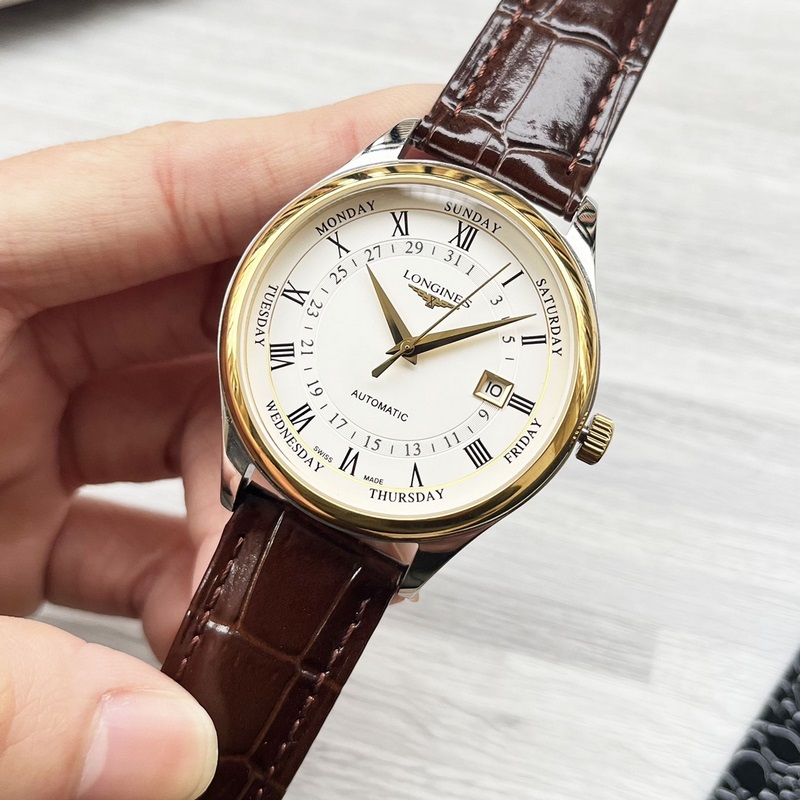 Longines Three-Hand New Business Casual Elegant Men's Replica Watch with Genuine Leather Strap-3