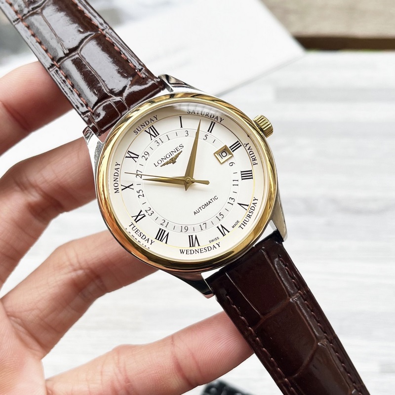 Longines Three-Hand New Business Casual Elegant Men's Replica Watch with Genuine Leather Strap-4