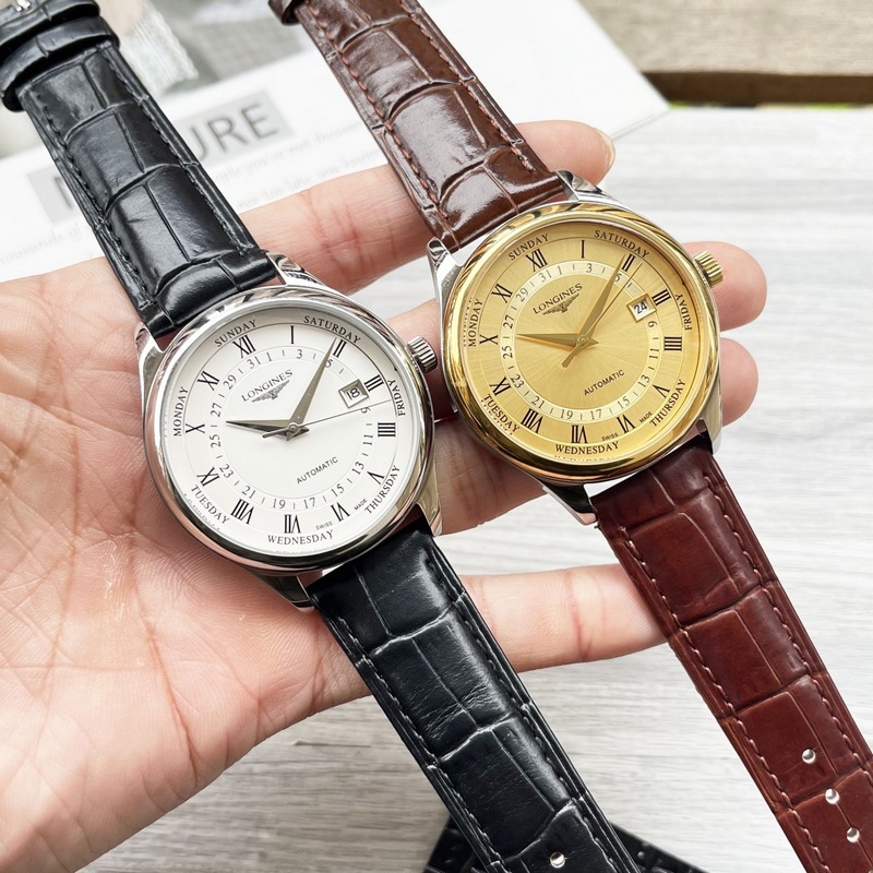Longines Three-Hand New Business Casual Elegant Men's Replica Watch with Genuine Leather Strap-5