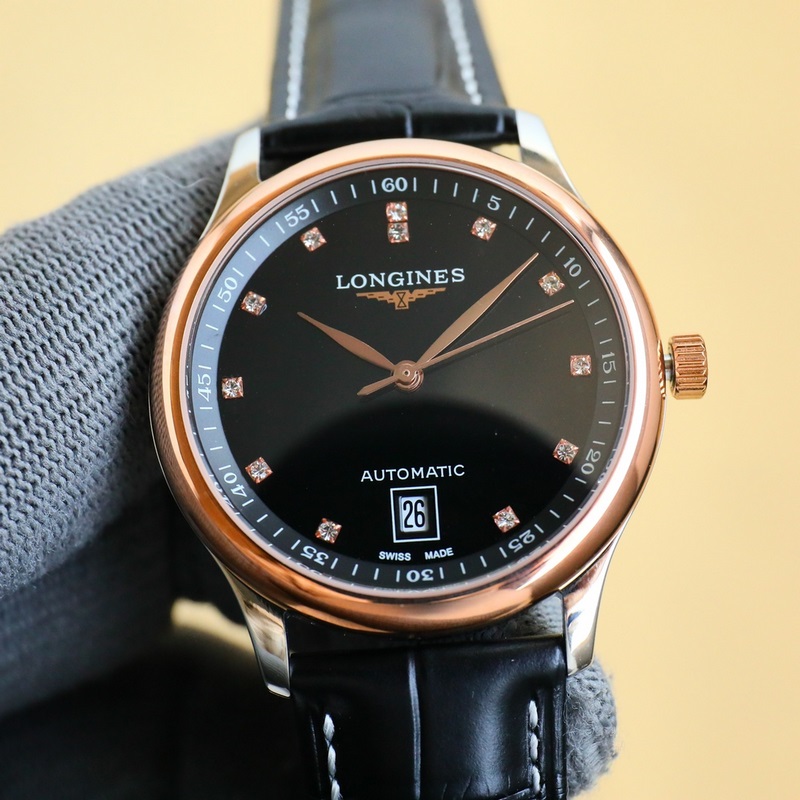 Longines Master Collection 6-Digit Replica Steel and Leather Band High Quality-3