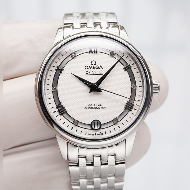 Omega De Ville Couple Replica Watch Authentic Sunburst Dial Arc Surface Glass High Quality-2