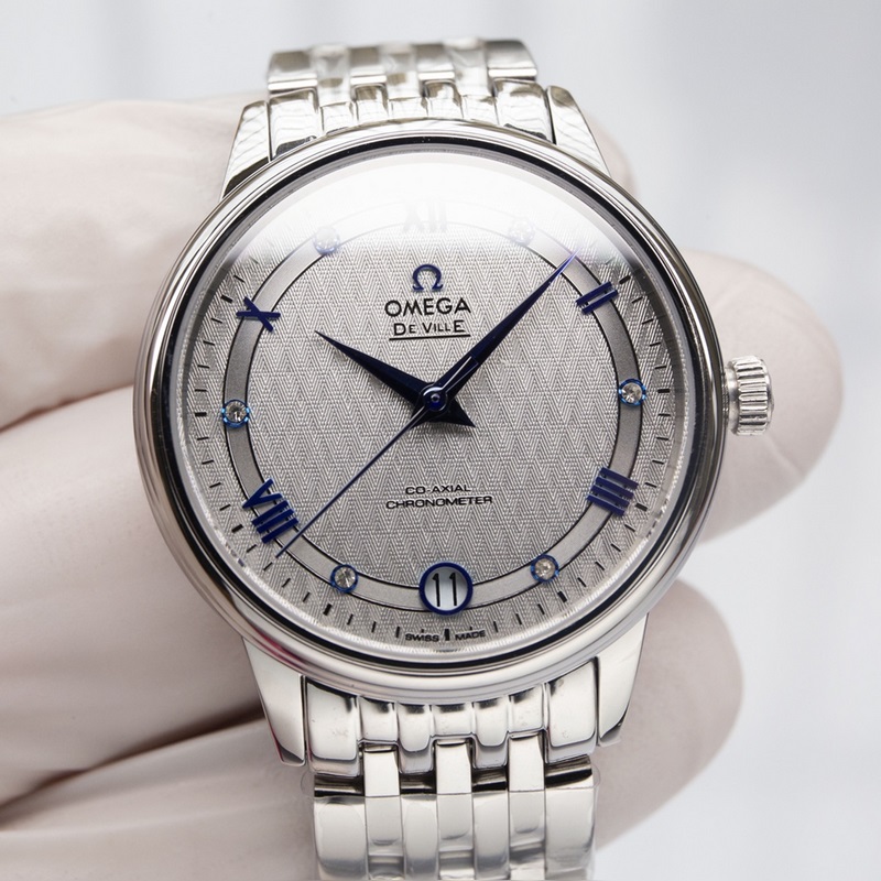 Omega De Ville Couple Replica Watch Authentic Sunburst Dial Curved Sapphire Glass-1