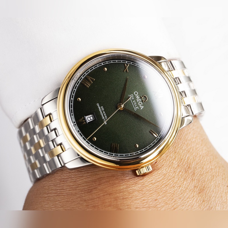 Omega De Ville De Ville Couple Replica Watch Genuine Quality Automatic Sunburst Dial-5