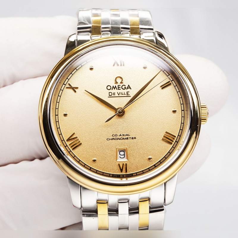 Omega De Ville Couple Replica Watch Authentic Sunburst Dial High-Quality Sapphire Crystal-1