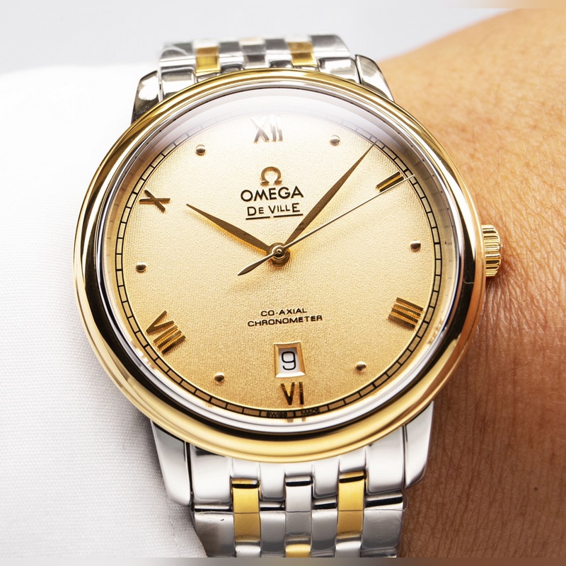 Omega De Ville Couple Replica Watch Authentic Sunburst Dial High-Quality Sapphire Crystal-3