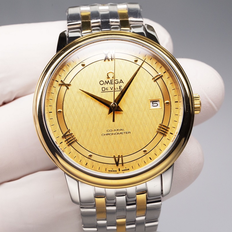 Omega De Ville Couple Replica Watch Authentic Sunburst Dial Sapphire Crystal-2