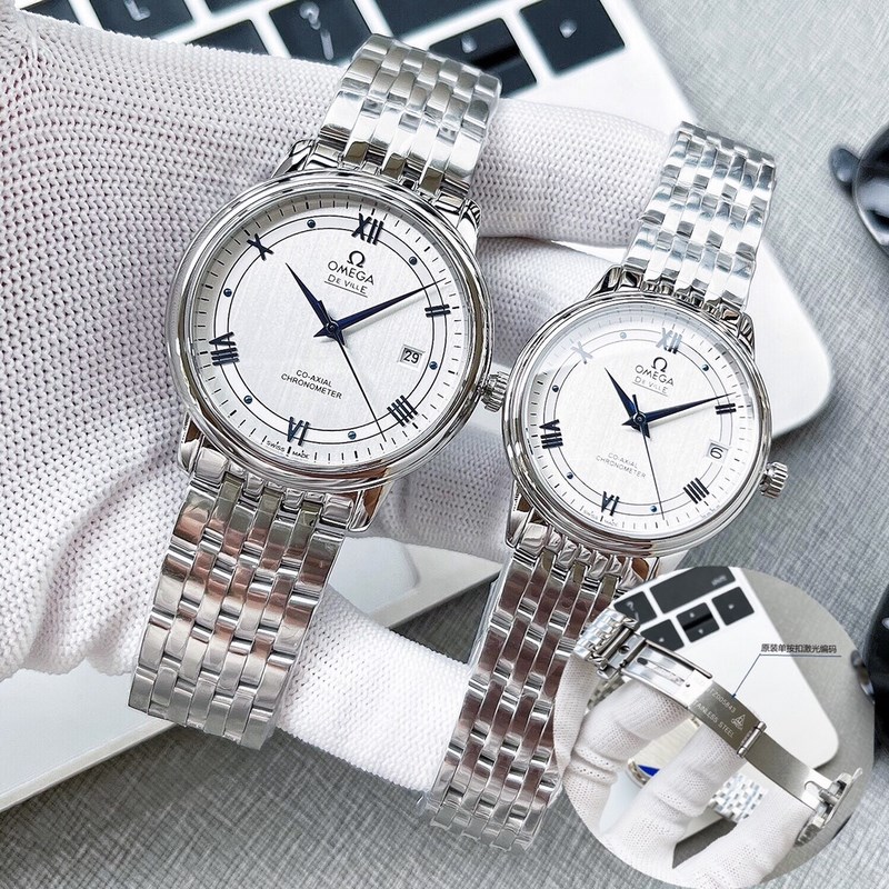 Omega De Ville Couple Replica Watch V Factory Authentic Model with Curved Dial-3
