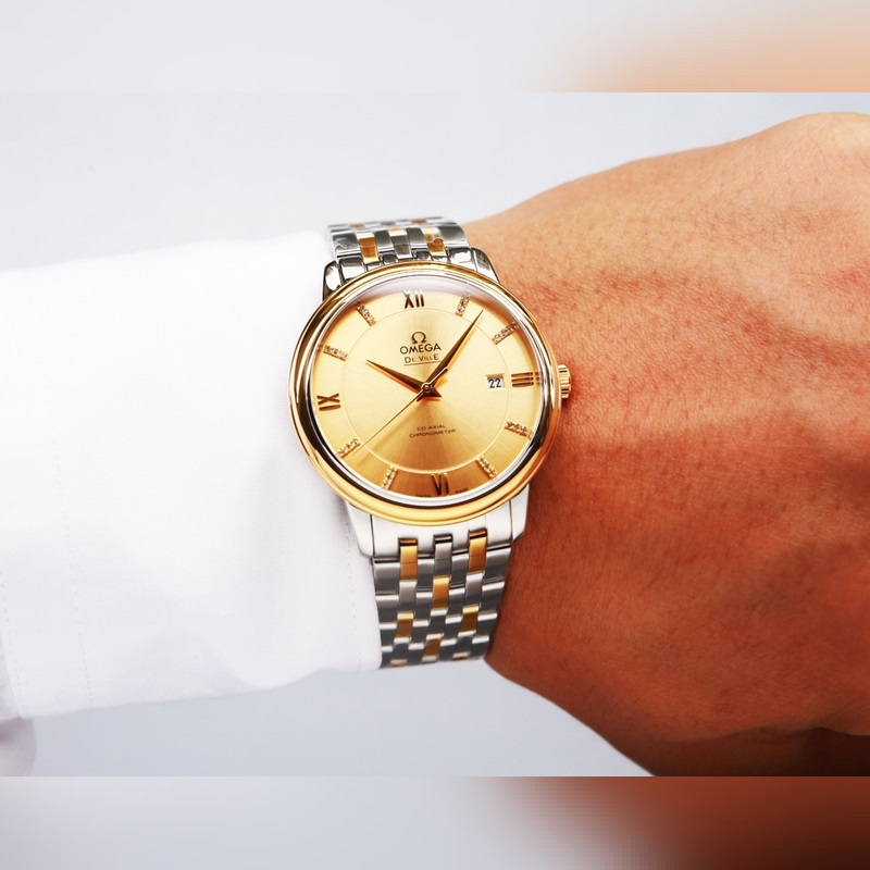 Omega De Ville Couple Replica Watch Genuine with Sunburst Dial-2