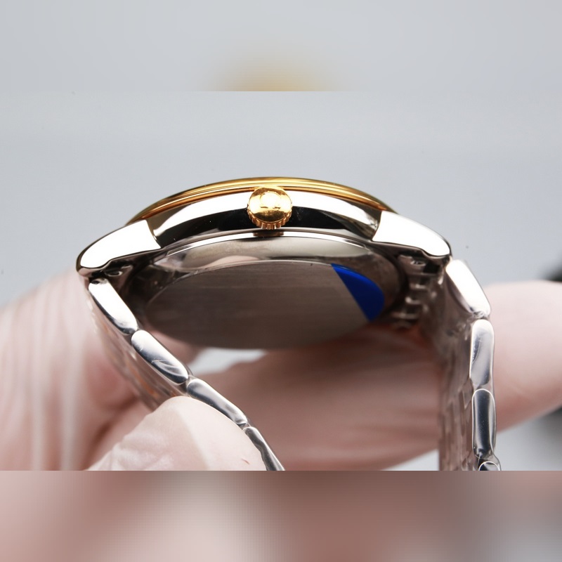 Omega De Ville Couple Replica Watch Genuine with Sunburst Dial-6