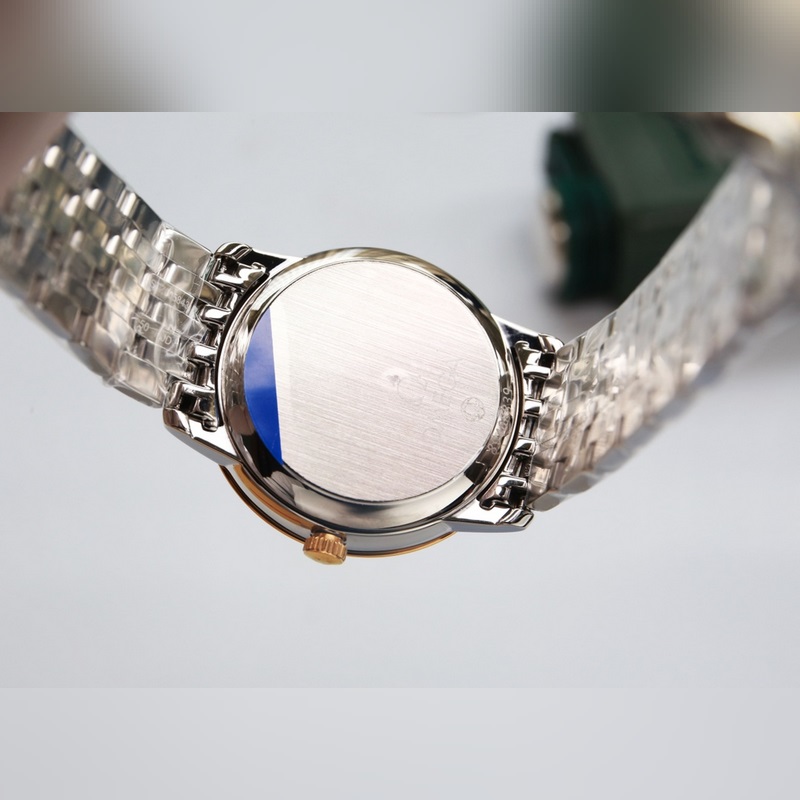 Omega De Ville Couple Replica Watch Genuine with Sunburst Dial-8