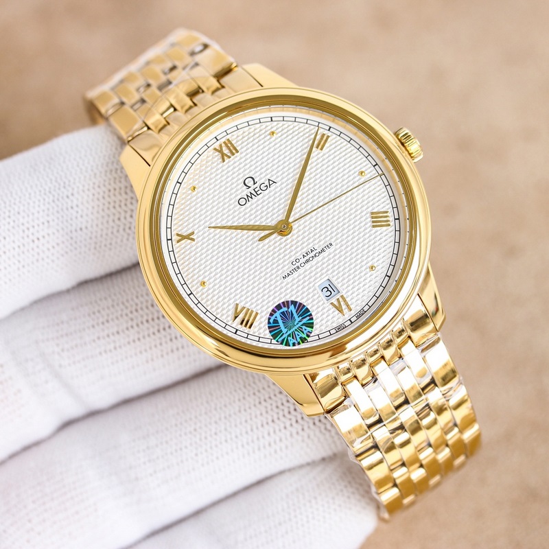 OM+Factory Omega De Ville 40mm Master Chronometer Replica Watch with Leather Strap-1