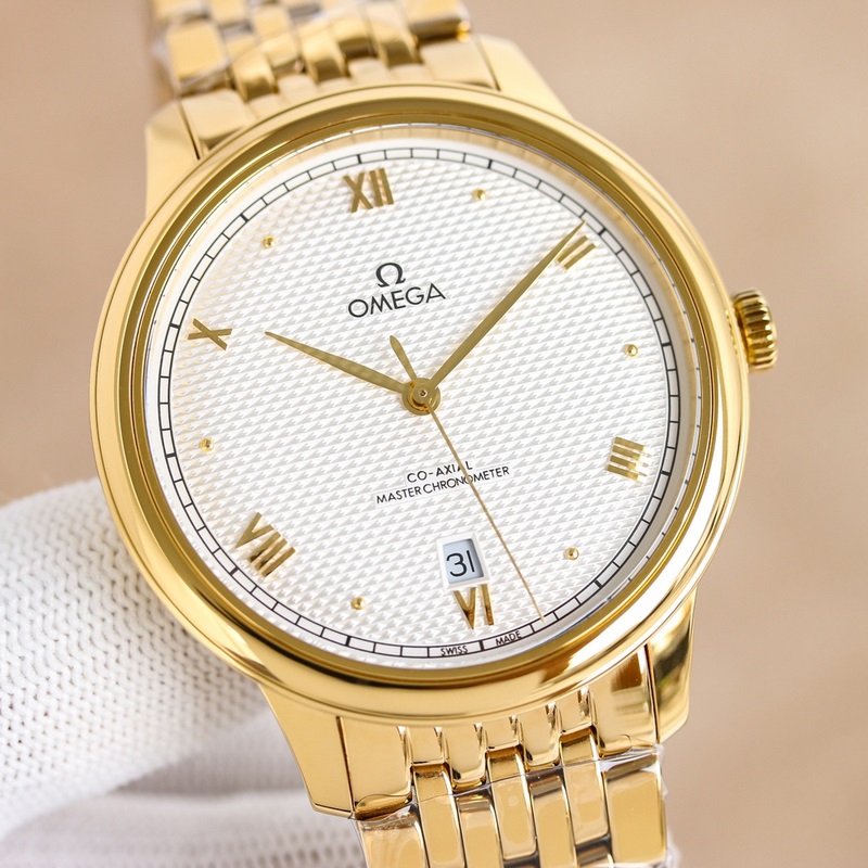 OM+Factory Omega De Ville 40mm Master Chronometer Replica Watch with Leather Strap-2