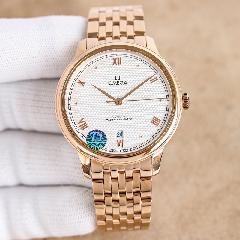 OM+Factory Omega De Ville 40mm Master Chronometer Replica Watch with Leather Strap-3
