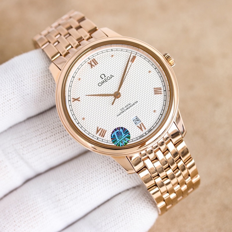 OM+Factory Omega De Ville 40mm Master Chronometer Replica Watch with Leather Strap-4