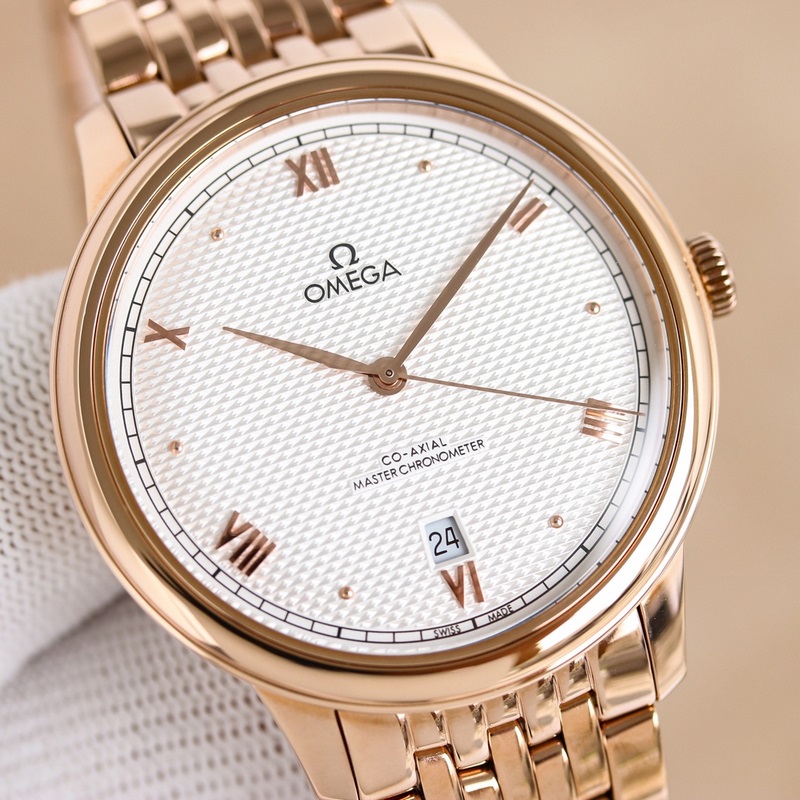 OM+Factory Omega De Ville 40mm Master Chronometer Replica Watch with Leather Strap-5
