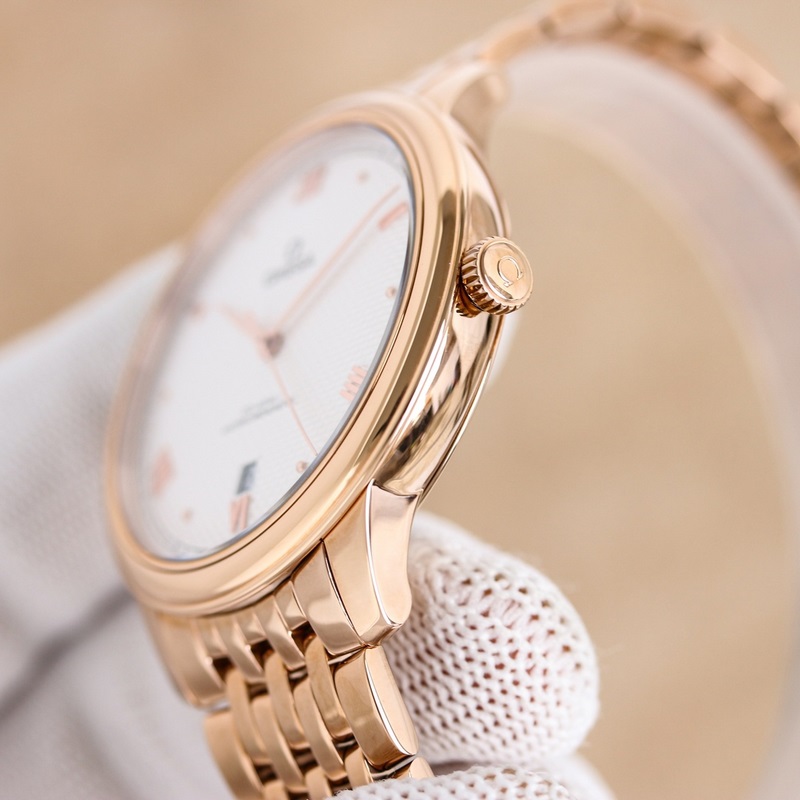 OM+Factory Omega De Ville 40mm Master Chronometer Replica Watch with Leather Strap-6