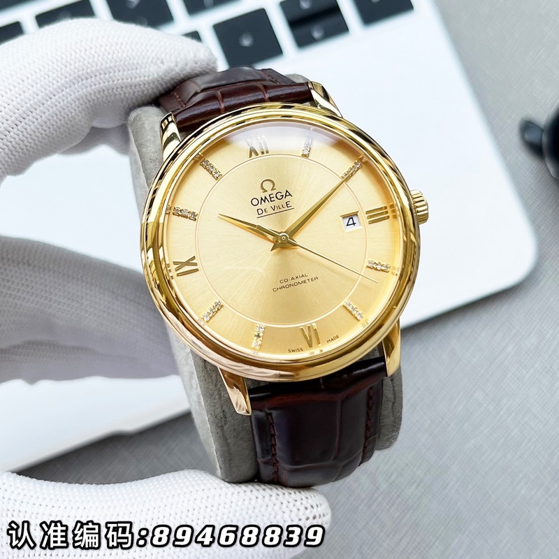 Omega De Ville Men's Replica Watch V-Factory Genuine Model with Sunburst Dial and Arc Features-4