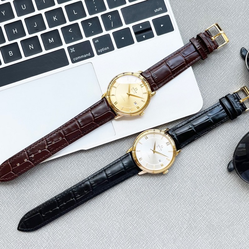 Omega De Ville Men's Replica Watch V-Factory Genuine Model with Sunburst Dial and Arc Features-8